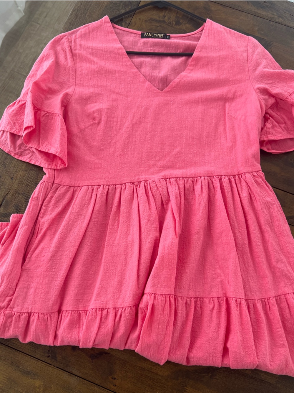 Amazon Pink Ruffle Sleeve Mini Dress